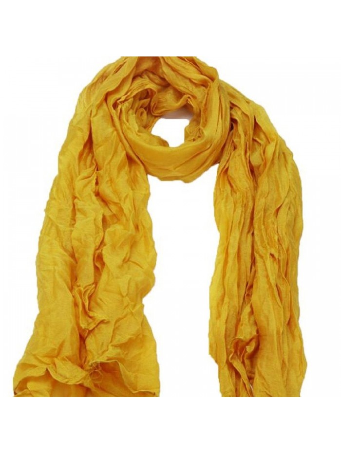 Sunfei Women Cotton Scarf Soft Wrap Shawl Scarf Crinkle Candy Colors - Yellow - CG12LZW4MJD