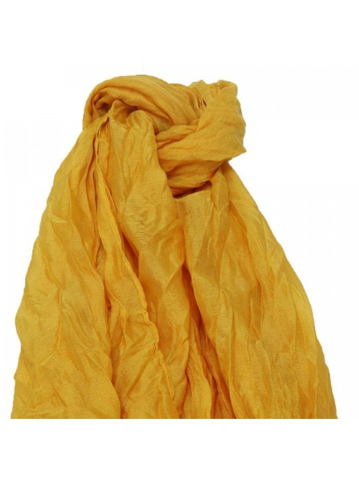 Women Cotton Scarf Soft Wrap Shawl Scarf Crinkle Candy Colors - Yellow ...