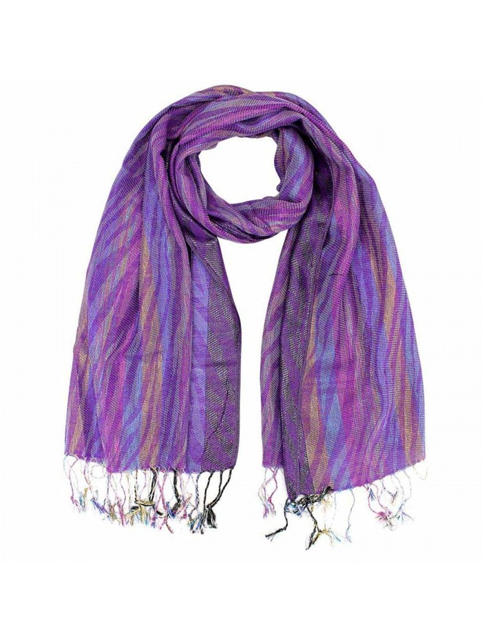 Metallic Multicolor Pashmina Scarf - Purple - C21152OSUA7