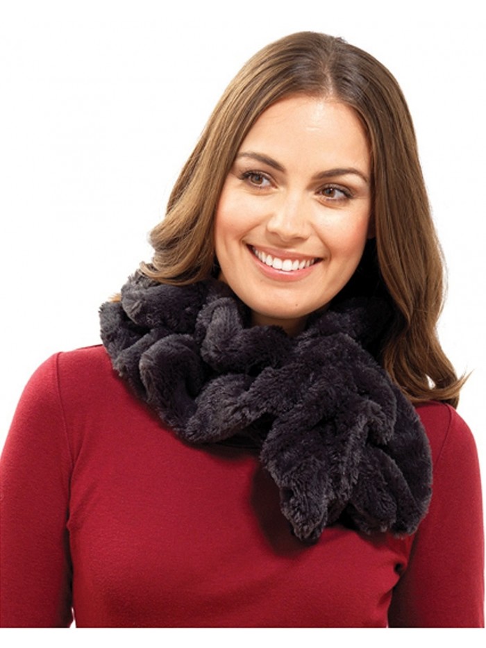 Octave Ladies Black Faux Fur Fluffy Stole Scarf Snood - Perfect For Winter - CC11N1JS03D
