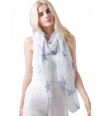 MissShorthair Womens Lightweight Star Print Scarfs Fashion Shawl Wraps - White - CB12NRA7QWL