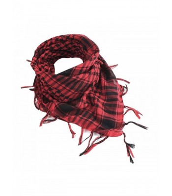 Yamalans Unisex Lightweight Plaid Tassel Arab Desert Shemagh KeffIyeh Scarf Wrap Pashmina - Red - CF188KNU4O3