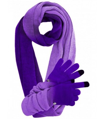 Knit Ombre Texting Gloves & Scarf Set - Purple - C0125BTO3L3