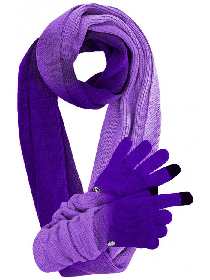 Knit Ombre Texting Gloves & Scarf Set - Purple - C0125BTO3L3