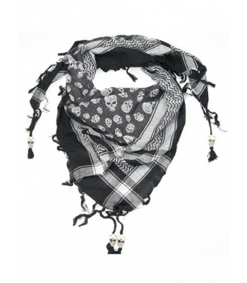 Lovarzi Skull Scarf for Men and Women - Trendy cotton square skull scarf - Black & White - C611I37BFQ7