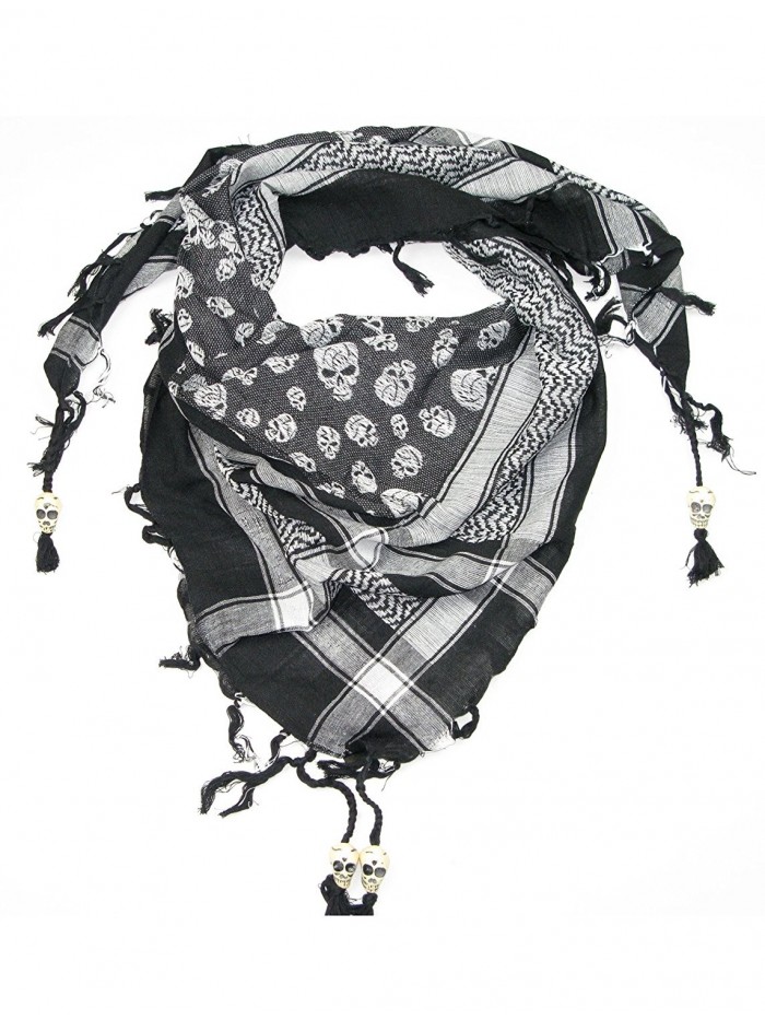 Lovarzi Skull Scarf for Men and Women - Trendy cotton square skull scarf - Black & White - C611I37BFQ7