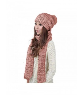 Tiean 1Set Women Warm Woolen Knit Hood Scarf Shawl Caps Hats Suit - Beige - CB12O67YOPS