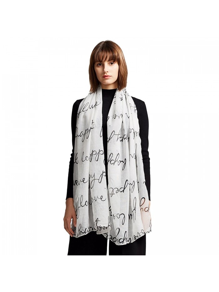 MaaMgic Womens Winter Large Long Love Pattern Scarf Ladies Scarf Wrap - White - CN185DXNCT0