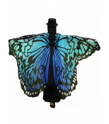 Powerfulline Butterfly Wing Beach Towel Cape Scarf Shawl for Women Christmas Halloween - Blue - CP186EGDS9A