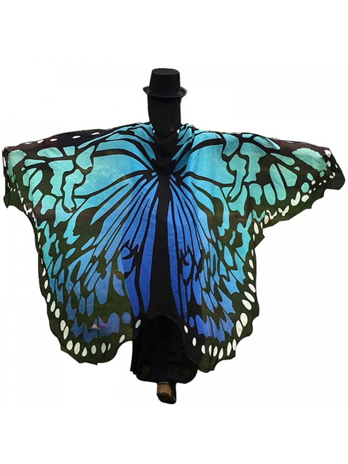 Powerfulline Butterfly Wing Beach Towel Cape Scarf Shawl for Women Christmas Halloween - Blue - CP186EGDS9A