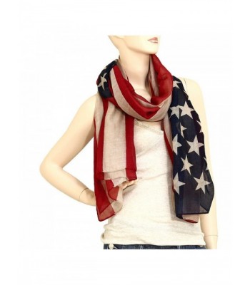 Falari USA American Flag Scarf Beach Wrap Lightweight - Navy- Red & Tan - C512HG37V1V