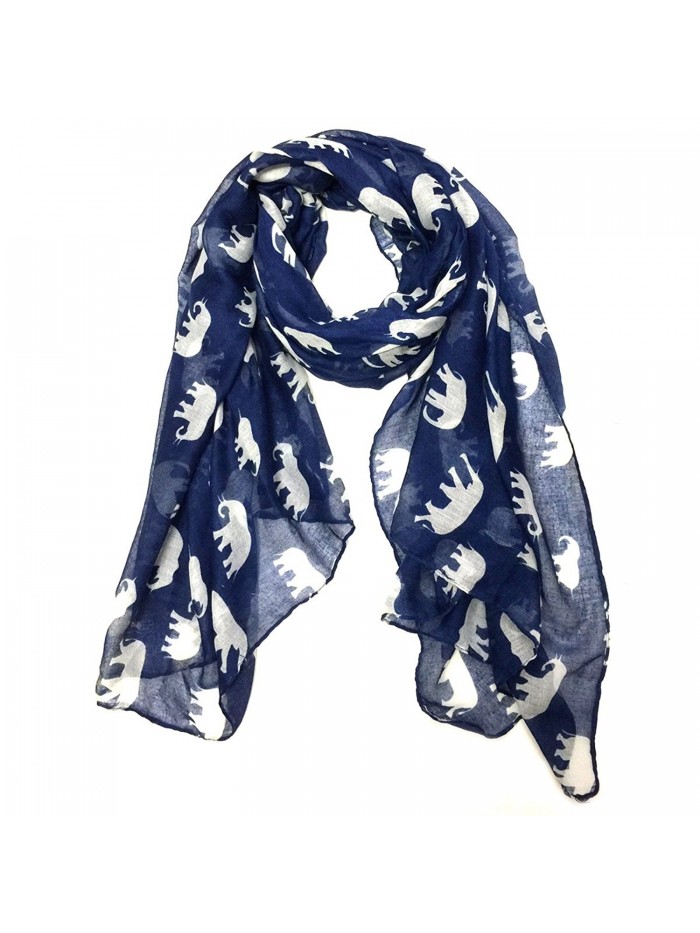 Wrapables Elephant Print Scarf Wrap - Navy - CO11RGX4AR9