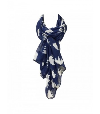 Elephant Print Scarf Wrap - Navy - CO11RGX4AR9