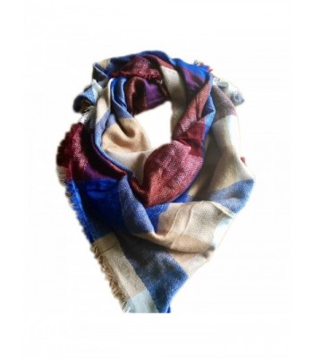 Fashionable Fall or Winter Plaid Blanket Scarfs Multiple Styles! - Cobalt & Tan Plaid - C718760QCD6