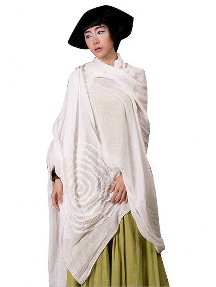 Yesno O159 Women Large Scarves Wraps Poncho Shawl for Dress Casual Embroidery 100% Cotton - CE12O87D51A