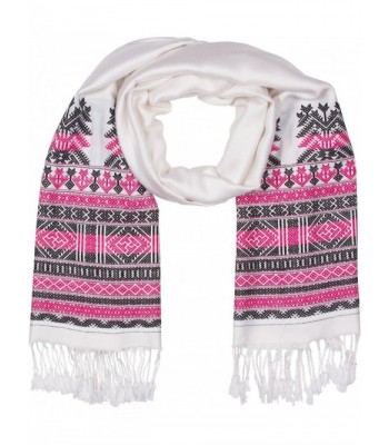 Sakkas Aztec Pashmina Scarf / Stole / Wrap / Shawl - White - C011FX86RMB