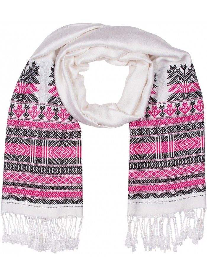 Sakkas Aztec Pashmina Scarf / Stole / Wrap / Shawl - White - C011FX86RMB