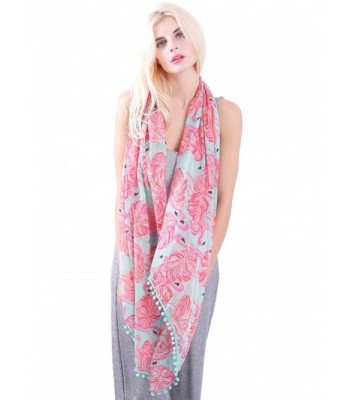 MissShorthair Flamingo Print Scarf Tassels