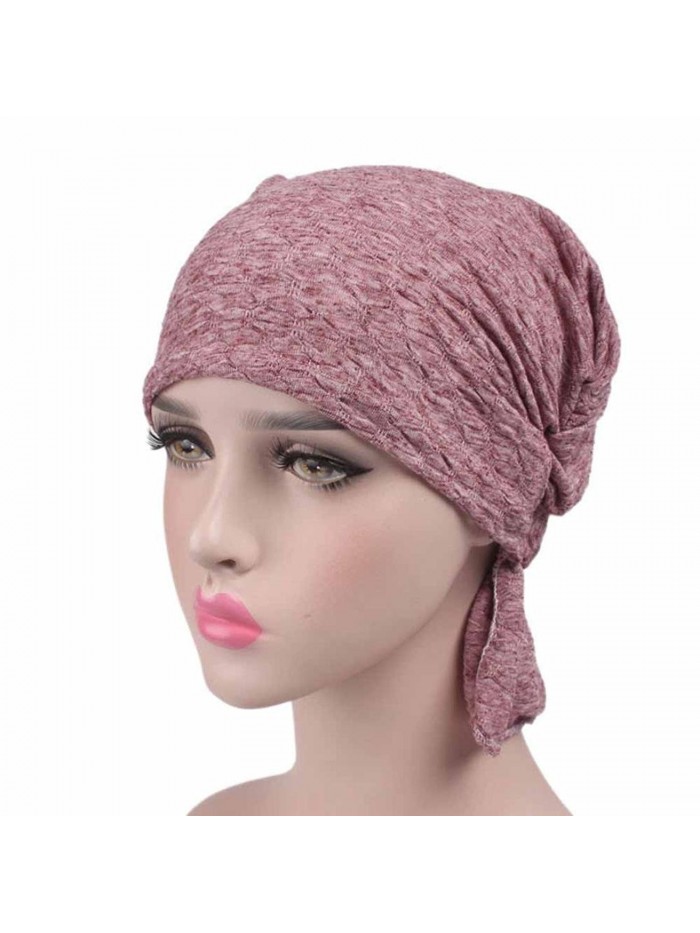 Matoen Women Hat Beanie Scarf Turban Head Wrap Cap for Chemo-Cancer Patients - Red - C7184YO3XTC