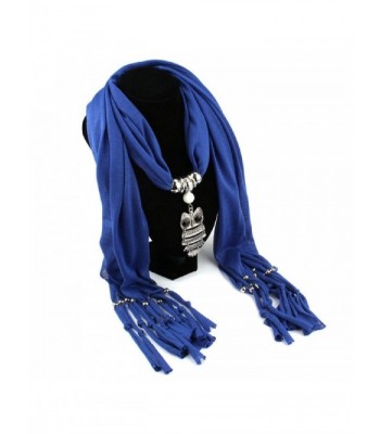 Malloom Ladies Charm Necklace Scarves Owl Pendant Jewelry Tassels Scarf Shawl Wrap - Blue? - CS127234ZQT