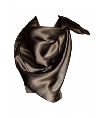 Elegant Large Silk Feel Solid Color Satin Square Scarf Wrap 36" by 36" - Black - CL12NUKF2LQ