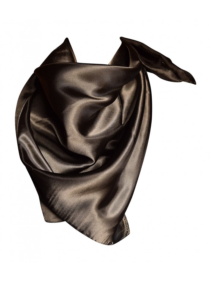 Elegant Large Silk Feel Solid Color Satin Square Scarf Wrap 36" by 36" - Black - CL12NUKF2LQ