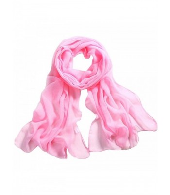 Deamyth Women Chiffon Scarves Lady Soft Long Shawl Wrap Scarf Solid Color - Pink - C712N6EZUXR