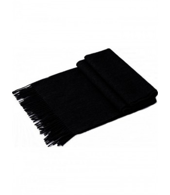 100% LAMBSWOOL PLAID SCARFS INFINITY WINTER DARK GREY CASHMERE FEEL LONG TARTAN SOLID COLOR WINTER - Black - CF189IW0ZU8