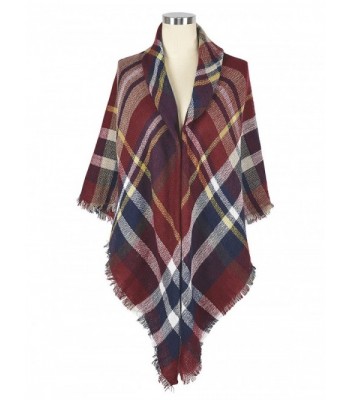 Ninovino Women's Fashion Long Shawl Tassels Soft Plaid Winter Blanket Scarf - Blue 5 - CU187QEXD7U