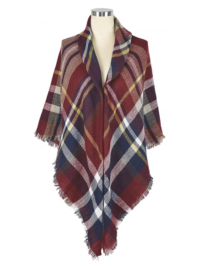 Ninovino Women's Fashion Long Shawl Tassels Soft Plaid Winter Blanket Scarf - Blue 5 - CU187QEXD7U