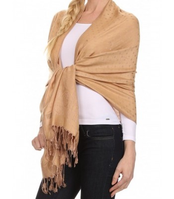 Sakkas Jenae Ranunculus Flower Dot silky Pashmina/ Shawl/ Wrap/ Stole - Beige - CQ124T20CB3