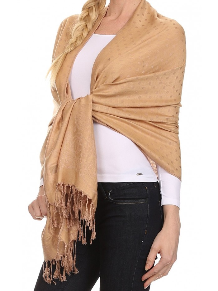 Sakkas Jenae Ranunculus Flower Dot silky Pashmina/ Shawl/ Wrap/ Stole - Beige - CQ124T20CB3