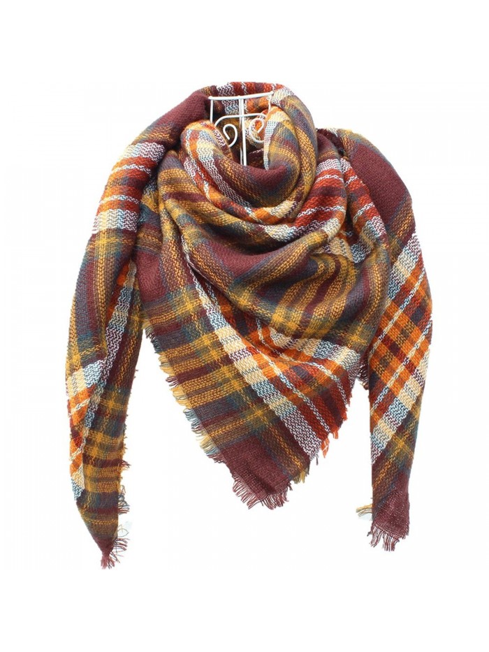 DH.M Blanket Scarf Women Big Square Long Scarves Warm Tartan Checked Shawl - A8 - C61874O8L93