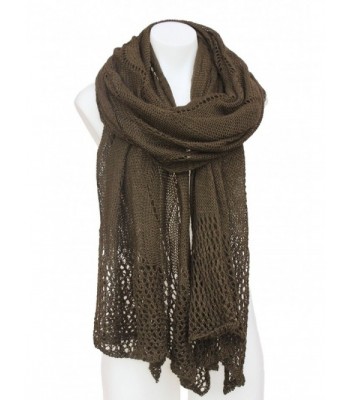Terra Nomad Women's Wool Blend Long Crochet Style Scarf Shawl Shoulder Wrap - Dark Olive Green - CS12NBY78EO