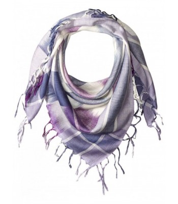 La Fiorentina Women's Plaid Checkered Scarf with Fringe - Blue - CI120RURRRD