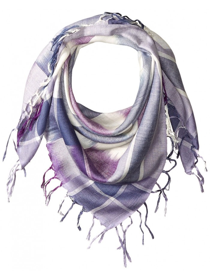 La Fiorentina Women's Plaid Checkered Scarf with Fringe - Blue - CI120RURRRD