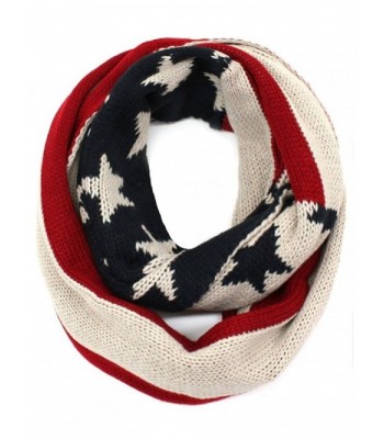 American US Flag Stirpes Stars Knitted Infinity Loop Circle Scarf - CN11GLJFVY1