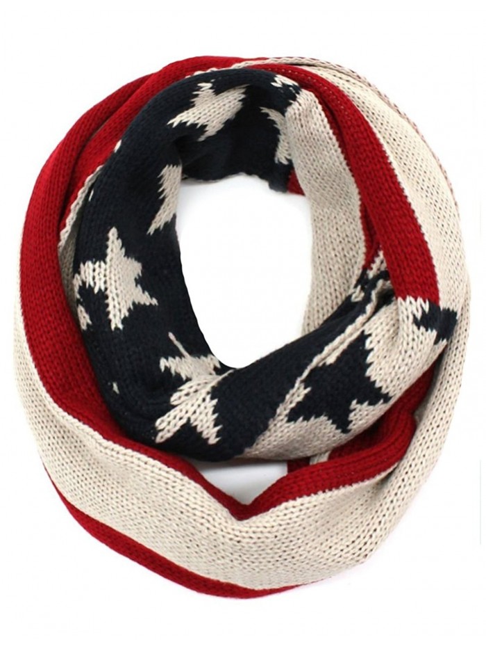 American US Flag Stirpes Stars Knitted Infinity Loop Circle Scarf - CN11GLJFVY1