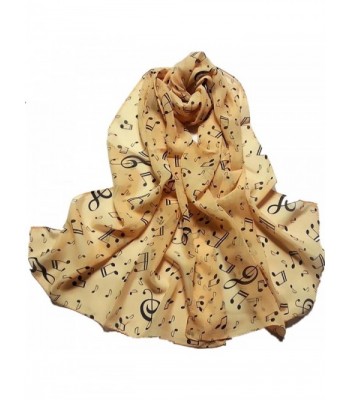 DZT1968 Autumn Winter Women Girl Music Notes Design Long Chiffon Shawl Scarf Pashmina (Beige) - CK12598QIQJ