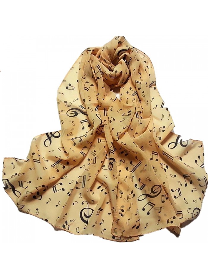 DZT1968 Autumn Winter Women Girl Music Notes Design Long Chiffon Shawl Scarf Pashmina (Beige) - CK12598QIQJ