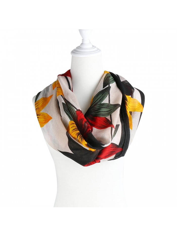 TBMax Soft Multicolor Infinity Scarf For Women and Men-Gorgeous Wrap Shawl - Floral-white - CR12O2W7I7K
