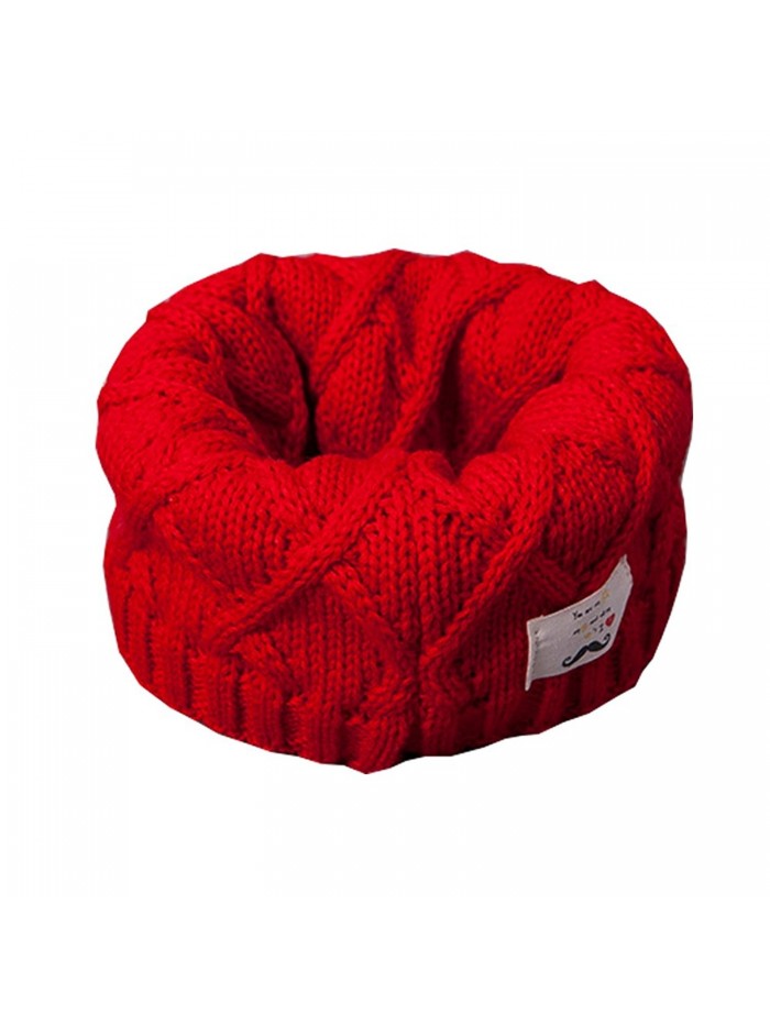 GS.Lee Toddler Kids Weave Knitted Loop Wraps Scarf Warm Infinity Neck Warmer - Red - C8186Q367QY