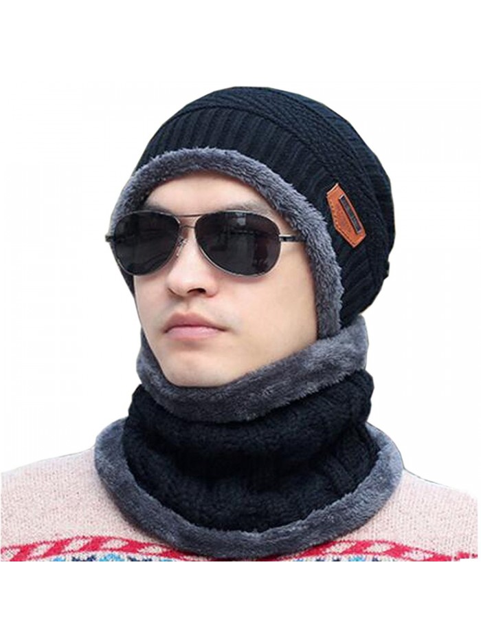 Beanie Winter Hat-BAISTEK Scarf Knit Hat Set Winter Warm Snow Ski Skull for Man-Women - Black - CE187EAXSHA