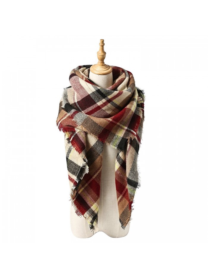 Spring fever Cozy Plaid Long Winter Shawl Lattice Oversized Blanket Scarf Wrap - A04 - CJ12MFSG0CX