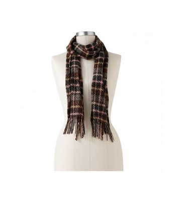 Croft & Barrow Women's Super Soft Fringed Muffler Scarf- Brown Houndstooth - CJ11HKBGI6J