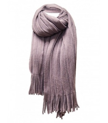 Women's 'Scarf' Soft Warm Winter Knit Scarf Tassels Soft Shawl - Smokey Purple - CY185XHIQSL