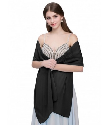 Kileyi Women's Soft Chiffon Shawl Wrap Scarf for Wedding Evening Formal Dresses - Black - CK12NBXLLQB