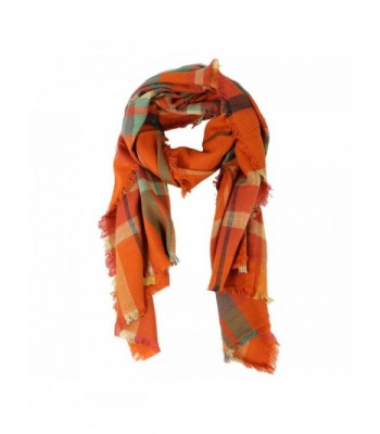 The Elixir Beauty Women's Fashion Long Shawl Winter Warm Plaid Large Scarf - Orange - CM12N8TI7YH