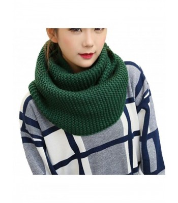 Women Fashion All-match Loop Scarf Knitting Scarf Winter Pure Color Warm Scarf - Deep green - C6128OHOOXB