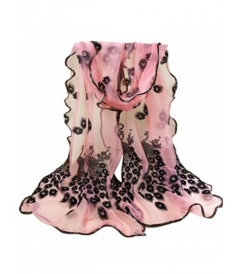 170x38cm HENGSONG Women Peacock Flower Lace Scarf Wrap Shawl Pashmina - Pink - CT12DRBB7OD
